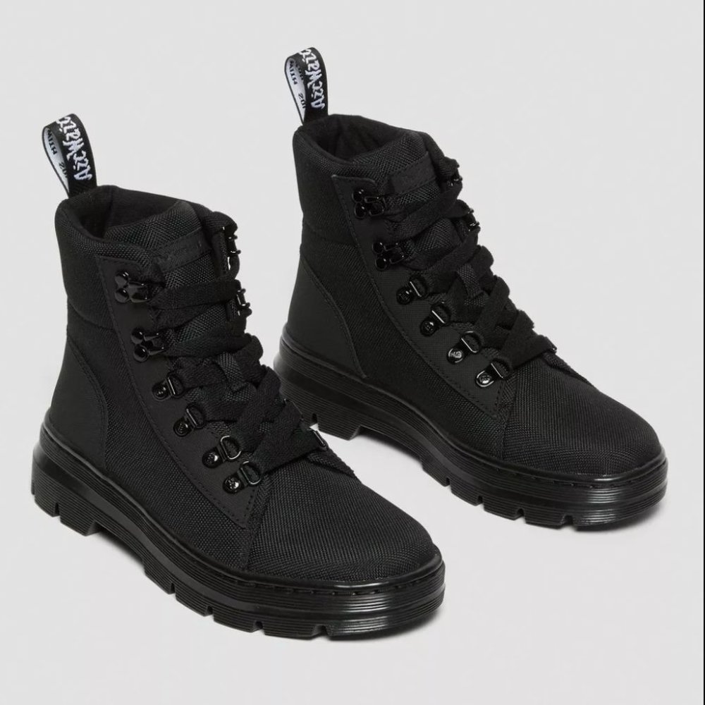 DR.MARTENS WOMENS COMBS NYLON COMBAT BOOT - BLACK Size 6